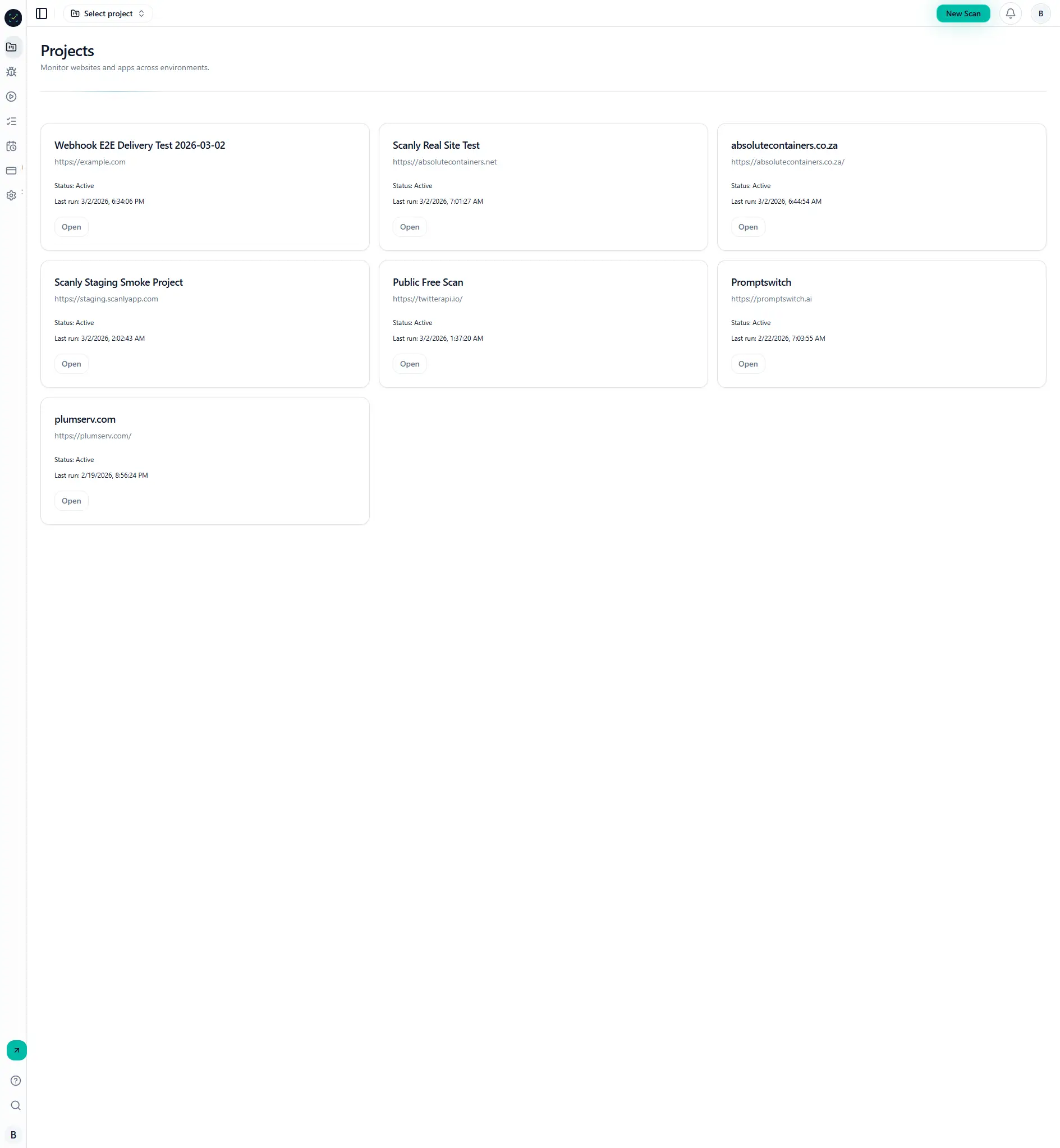 Projects list