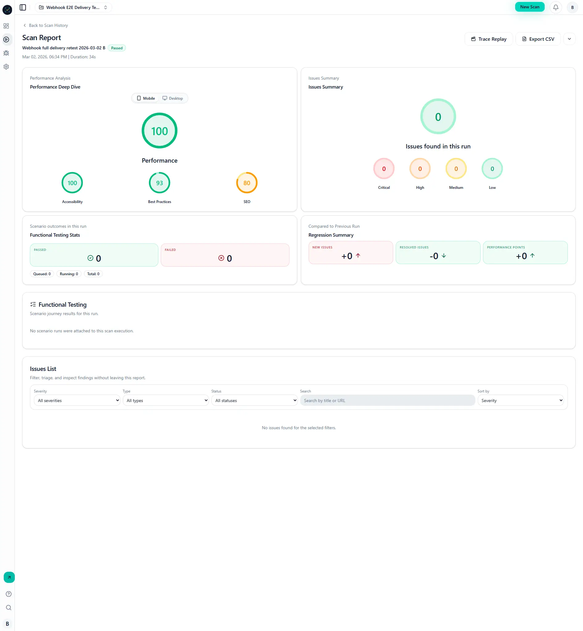Scan report view