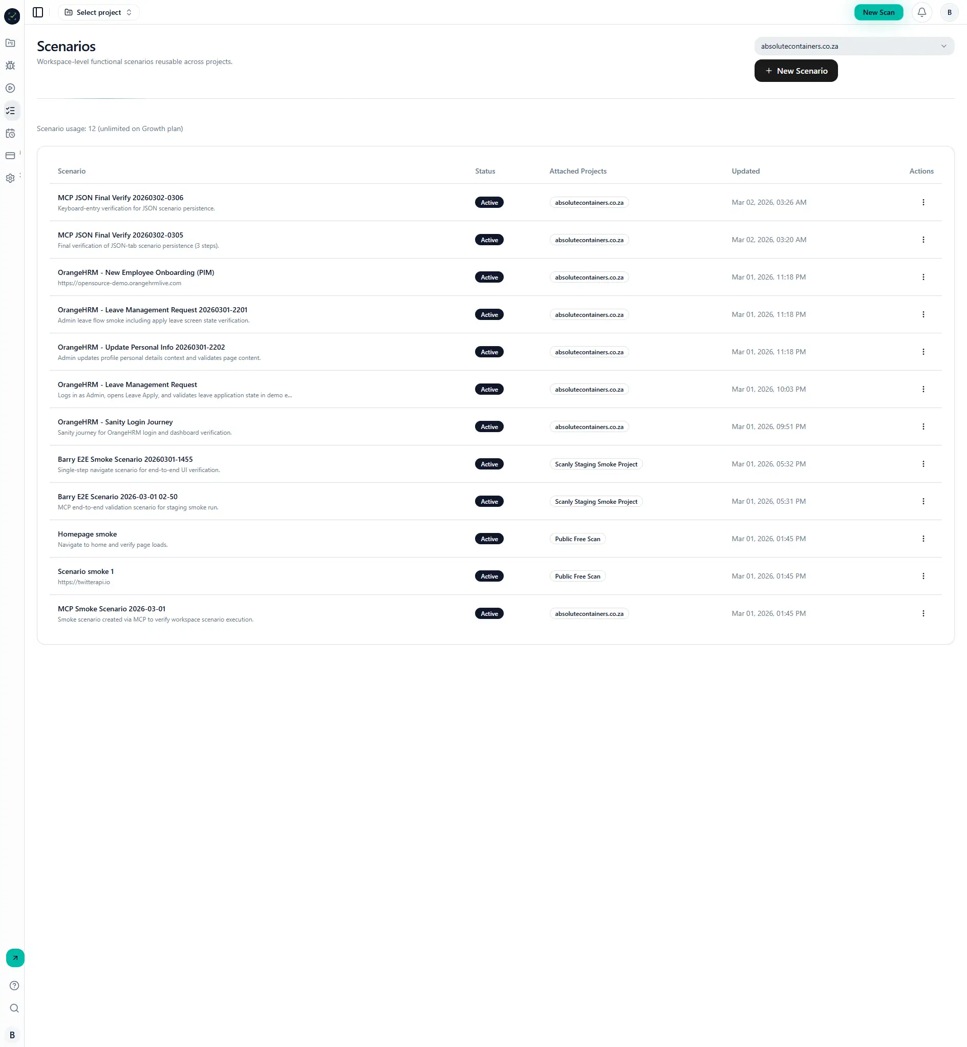 Scenarios library